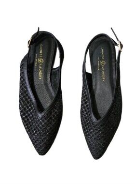 Chinese Laundry Black Woven Pointed Slingback Flats